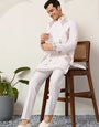 Elegant Wedding Special White Koti Kurta Pajama Set