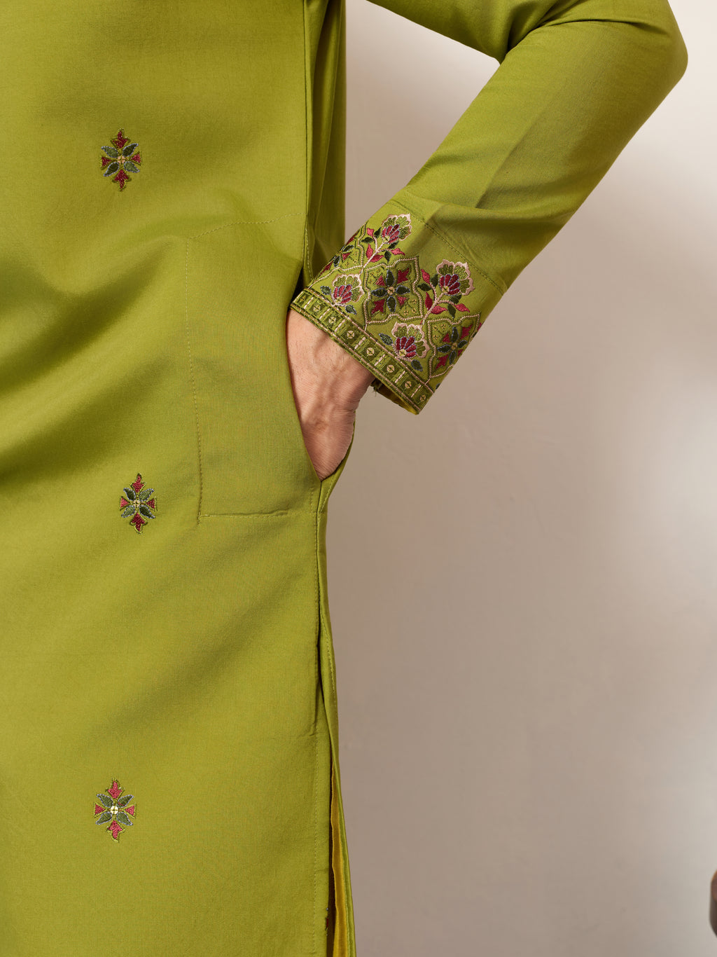 Classic Wedding Fluorescent Green Mens Wear Kurta with Dupatta