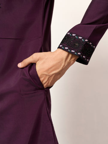 Purple Wedding Special Kurta with Dupatta for Mens Wear