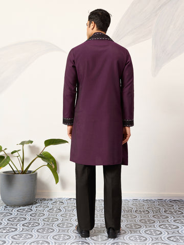 Purple Wedding Special Kurta with Dupatta for Mens Wear