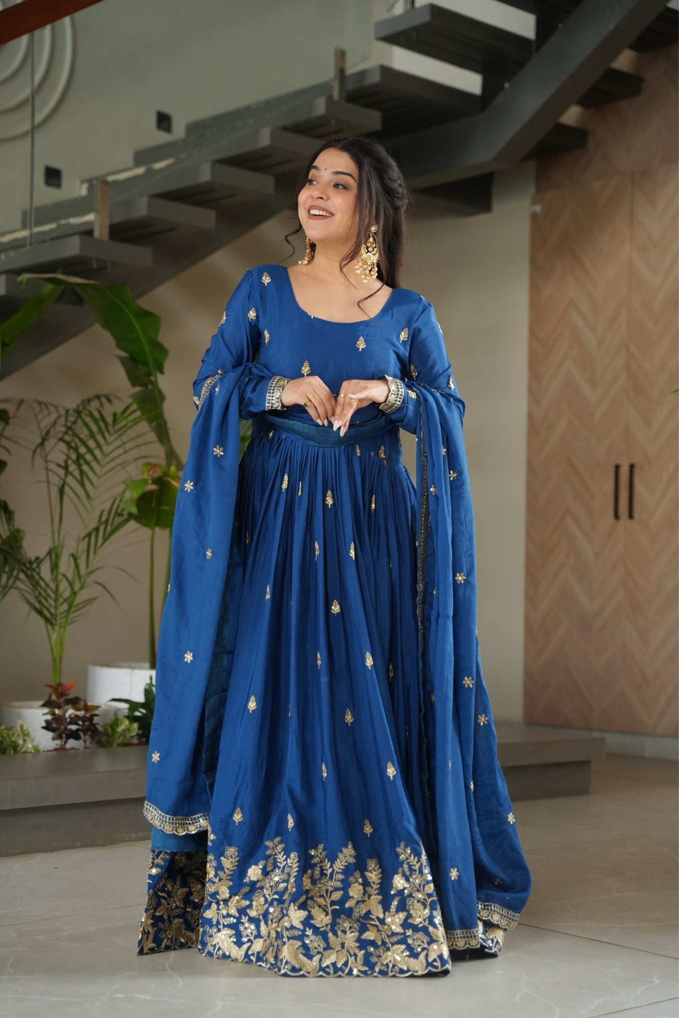 Wedding Designer Embroidered Zari Sequins Work Gown