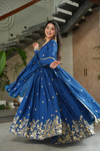 Wedding Designer Embroidered Zari Sequins Work Gown