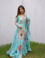 New Party Wear Look Organza Taby Silk Gown With Dupatta