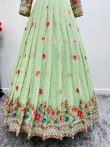 The beautiful  of sequence & Mlti thread embroidered work Gown