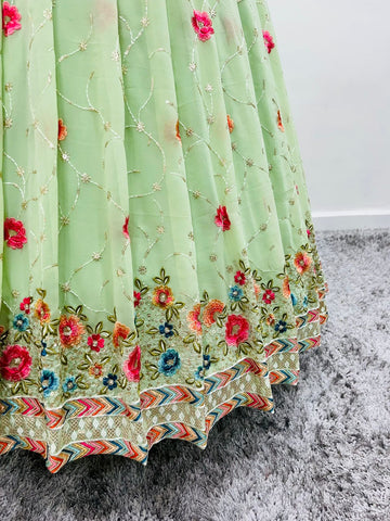 The beautiful  of sequence & Mlti thread embroidered work Gown