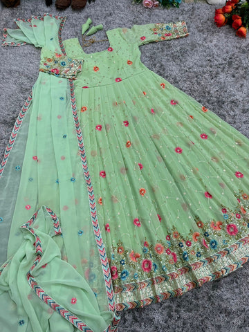 The beautiful  of sequence & Mlti thread embroidered work Gown