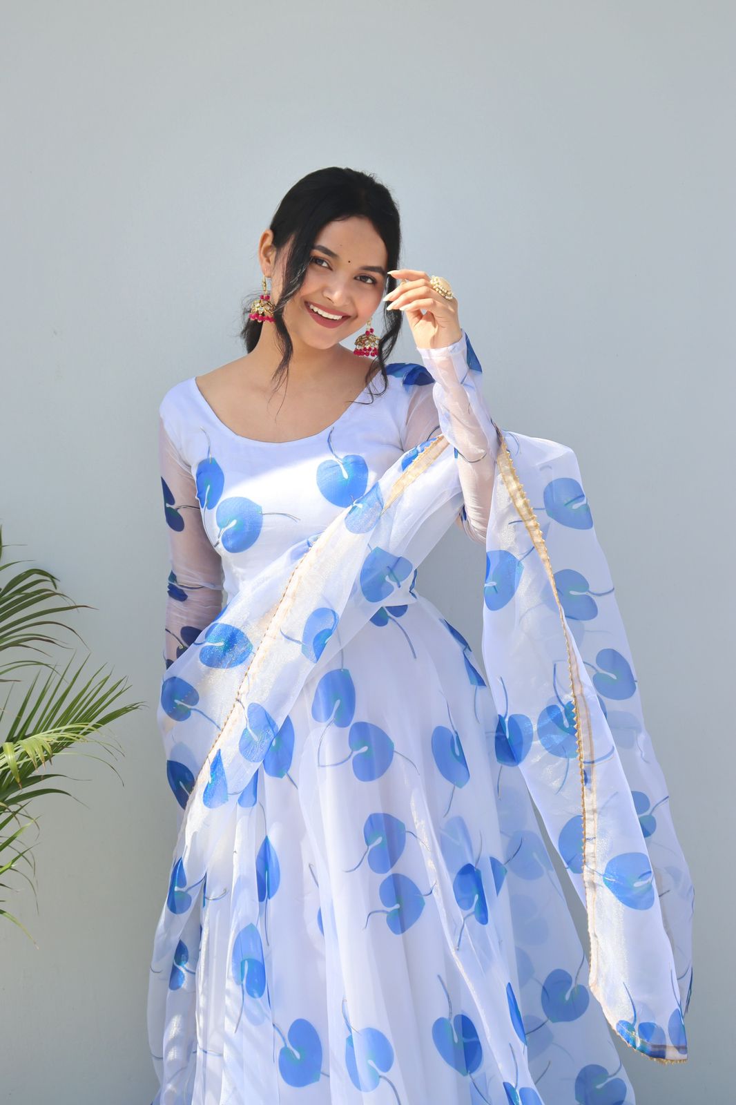 Party Wear Look Organza Taby Silk Gown With Dupatta