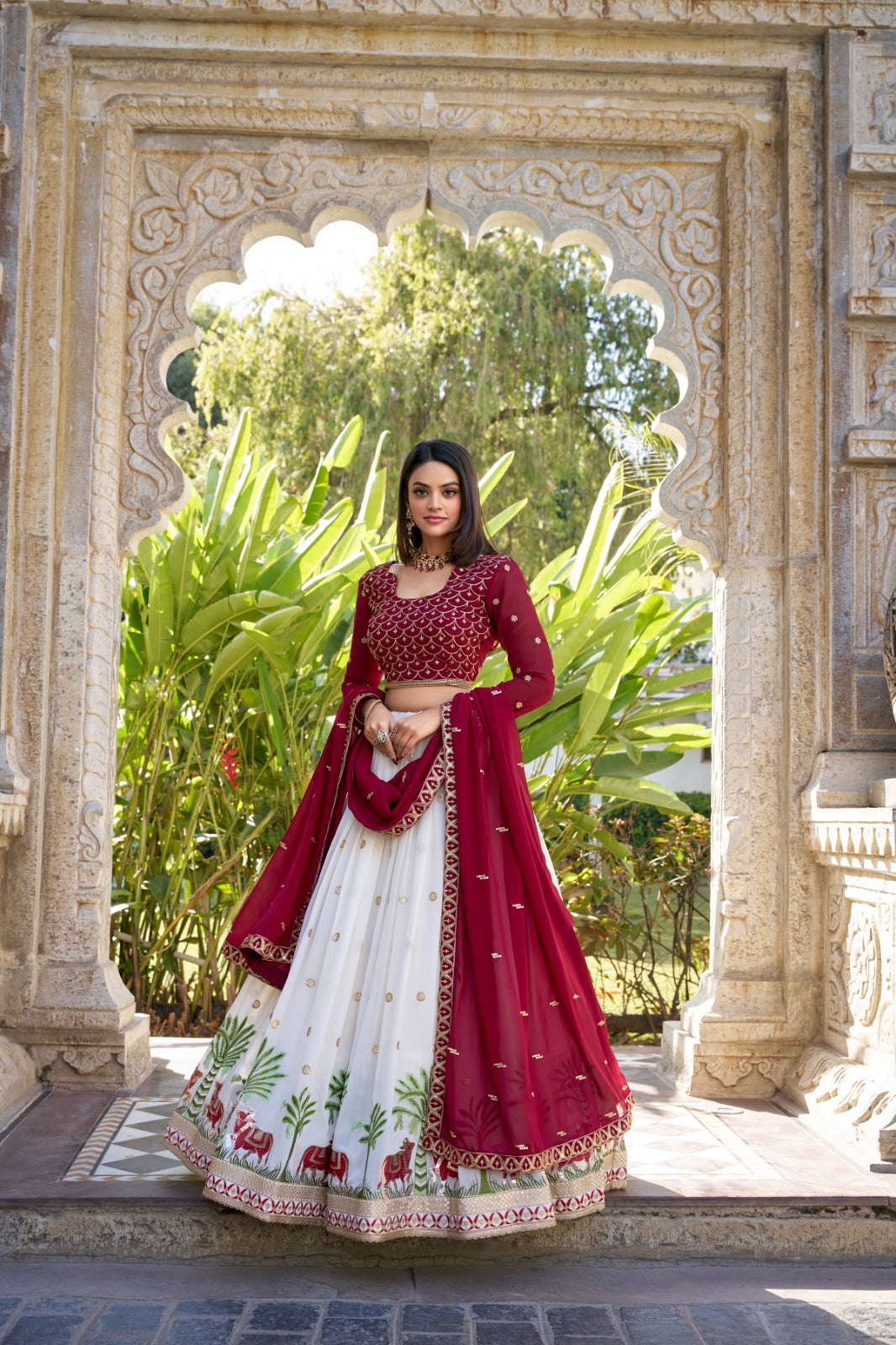 Georgette Sequins Thread Embroidered Beautiful Wedding Lehenga Choli