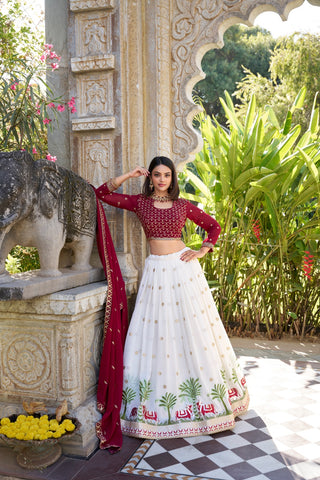 Georgette Sequins Thread Embroidered Beautiful Wedding Lehenga Choli