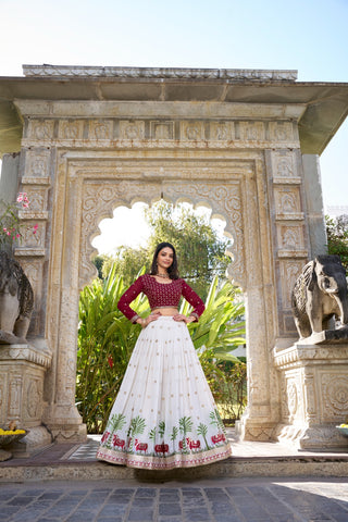 Georgette Sequins Thread Embroidered Beautiful Wedding Lehenga Choli