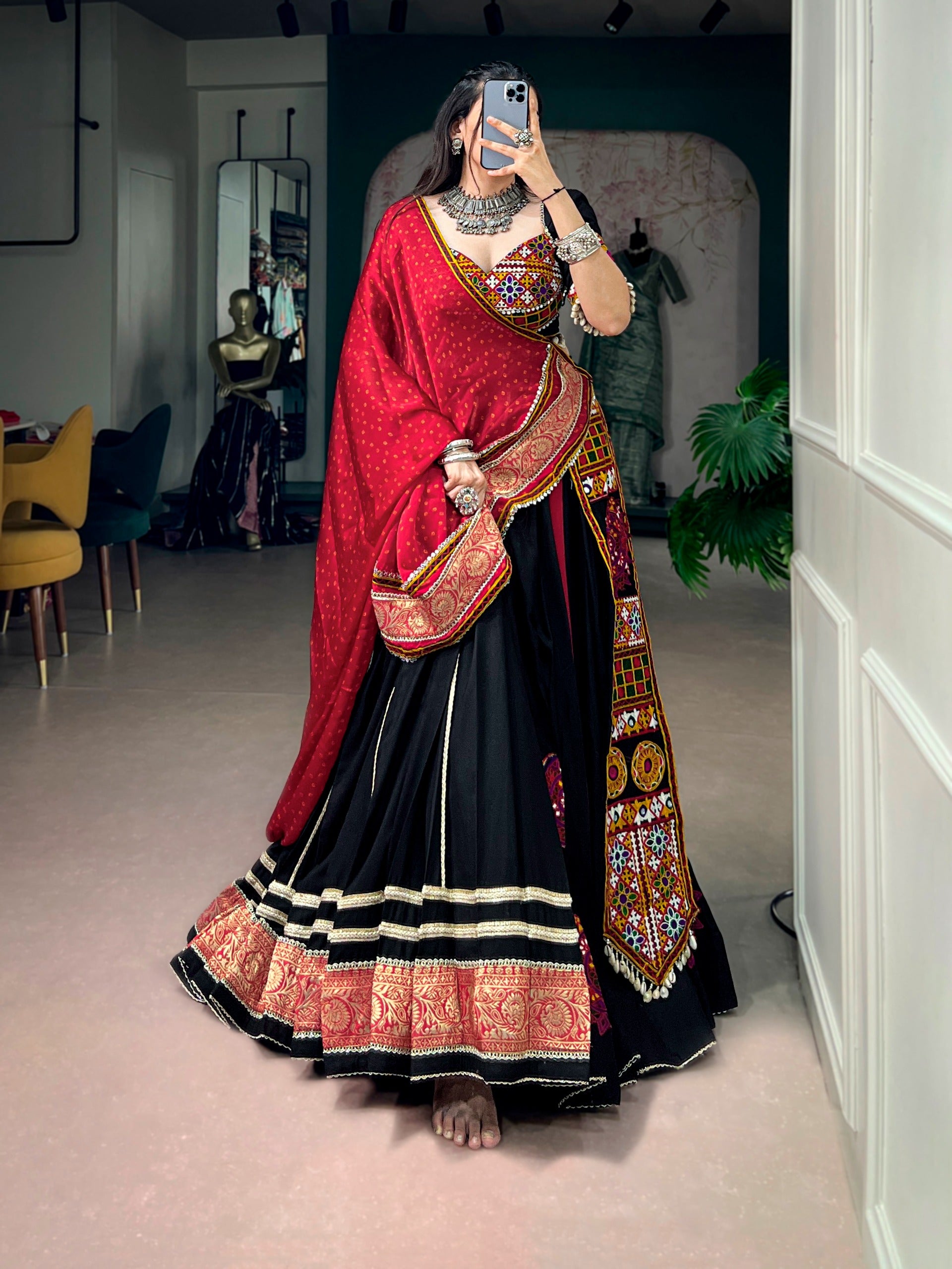 Garba nights Black Rayon Lehenga Set | Tulip Designer
