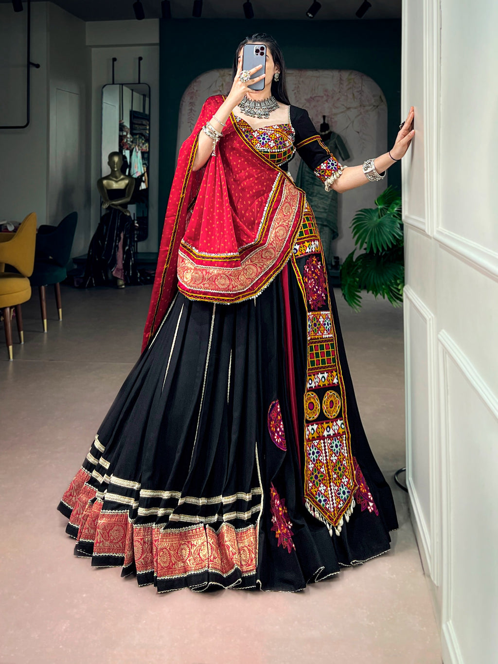 Garba nights Black Rayon Lehenga Set | Tulip Designer