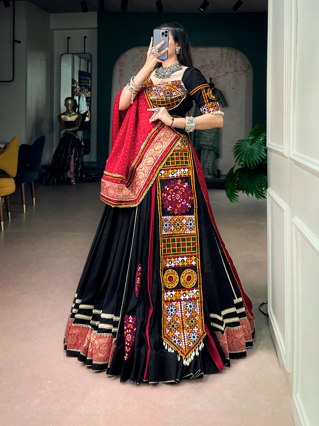 Garba nights Black Rayon Lehenga Set | Tulip Designer