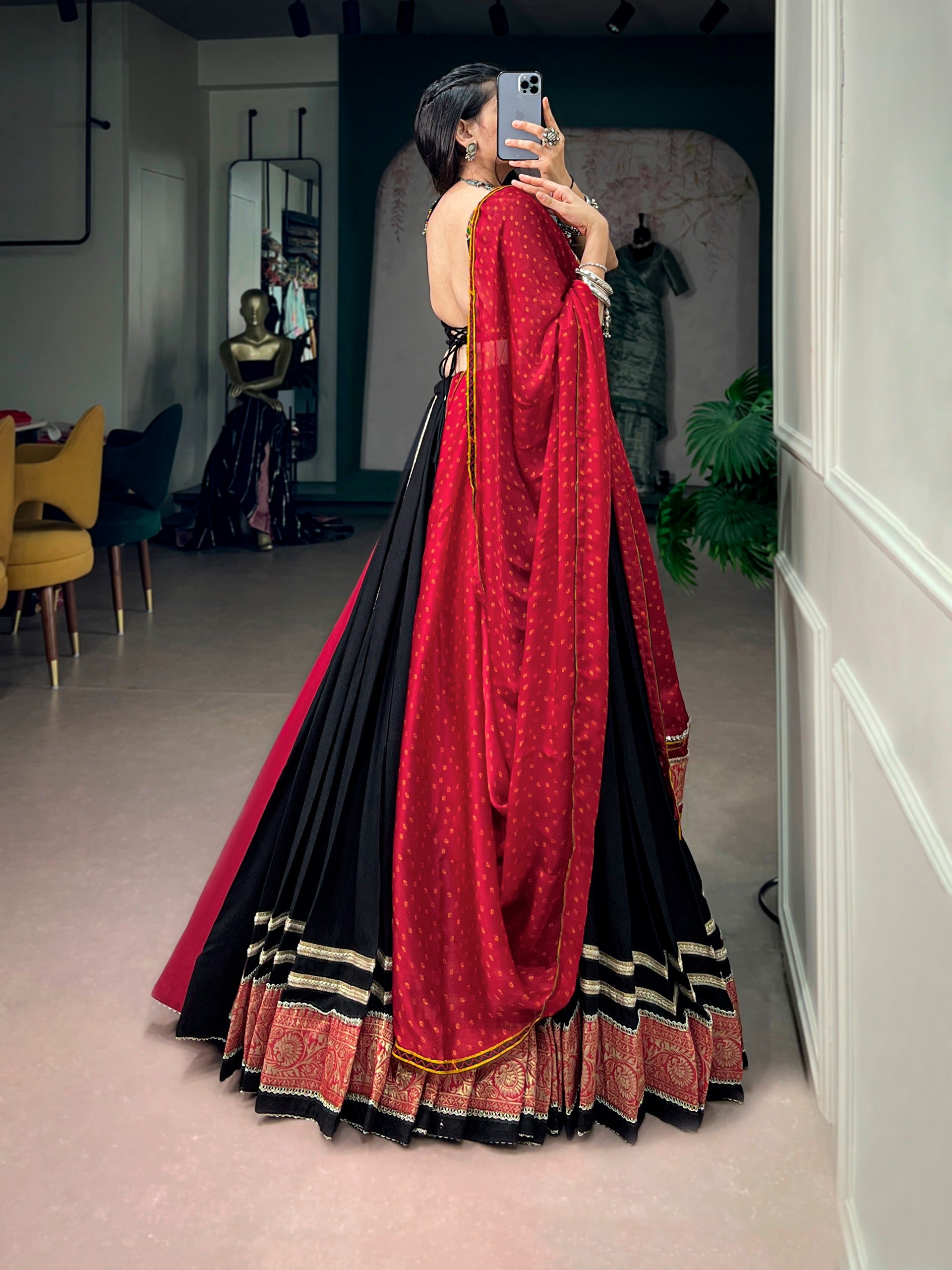 Garba nights Black Rayon Lehenga Set | Tulip Designer