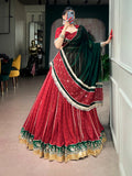 Red Georgette Bandhej Print Lehenga Set | Tulip Designer