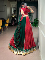 Red Georgette Bandhej Print Lehenga Set | Tulip Designer