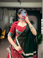 Red Georgette Bandhej Print Lehenga Set | Tulip Designer