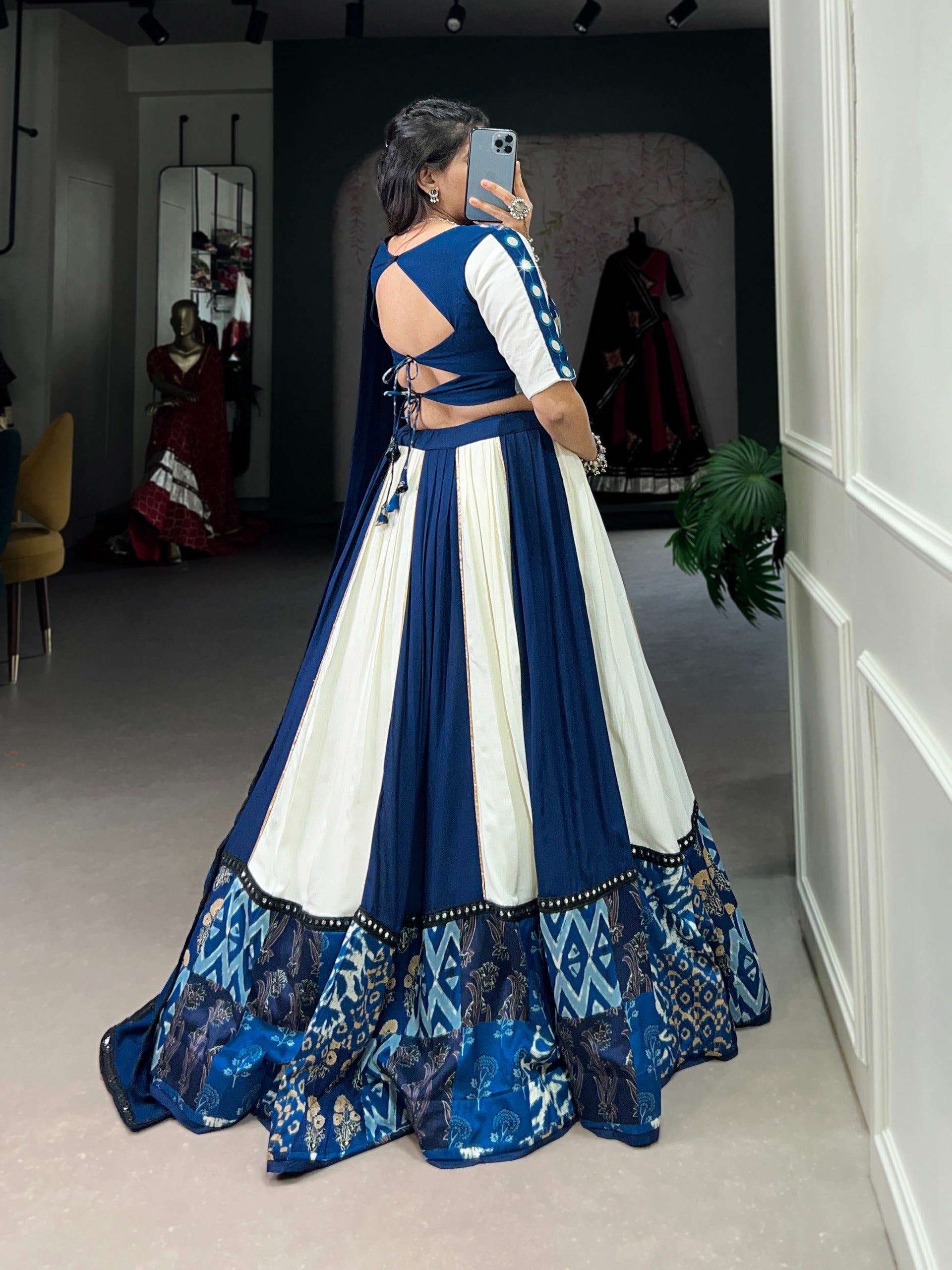 Festive Printed Mirror Lehenga Set | Tulip Designer