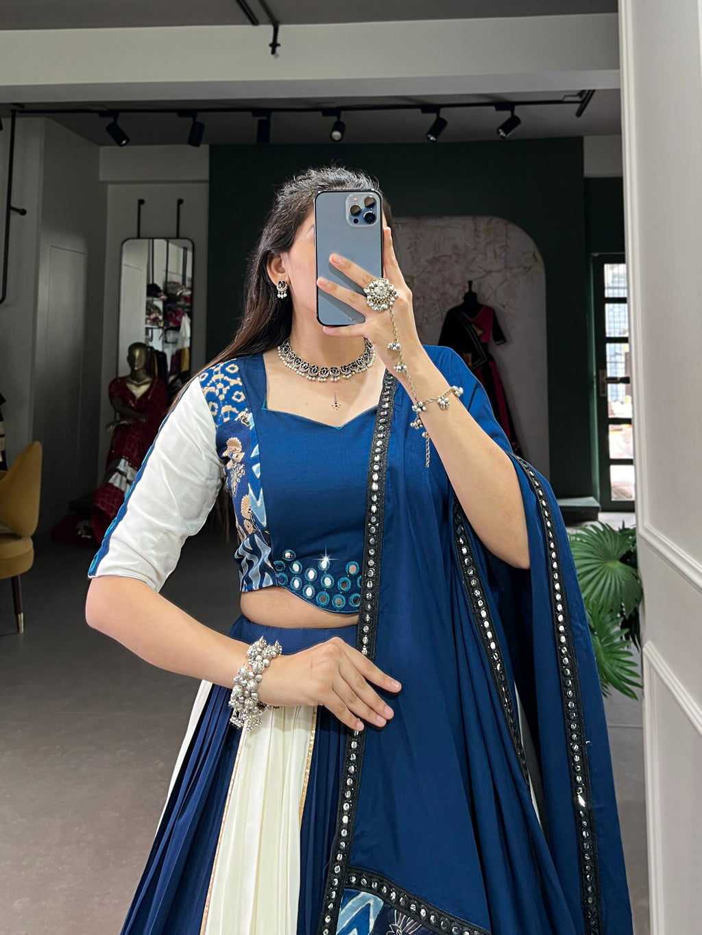 Festive Printed Mirror Lehenga Set | Tulip Designer