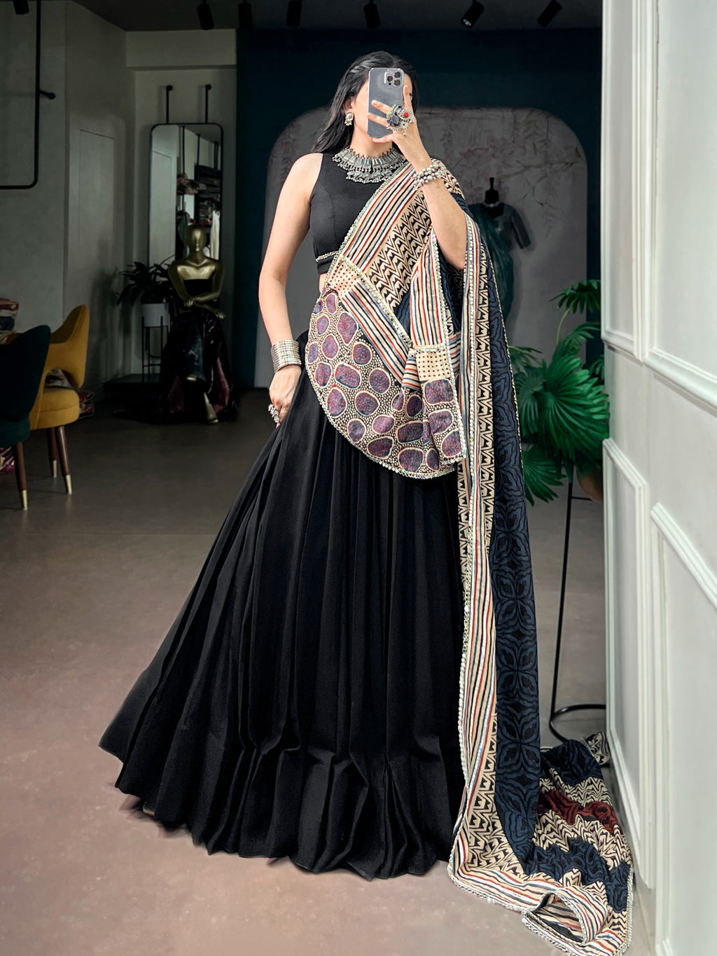 Traditional Reyon Mirror Lehenga Set | Tulip Designer