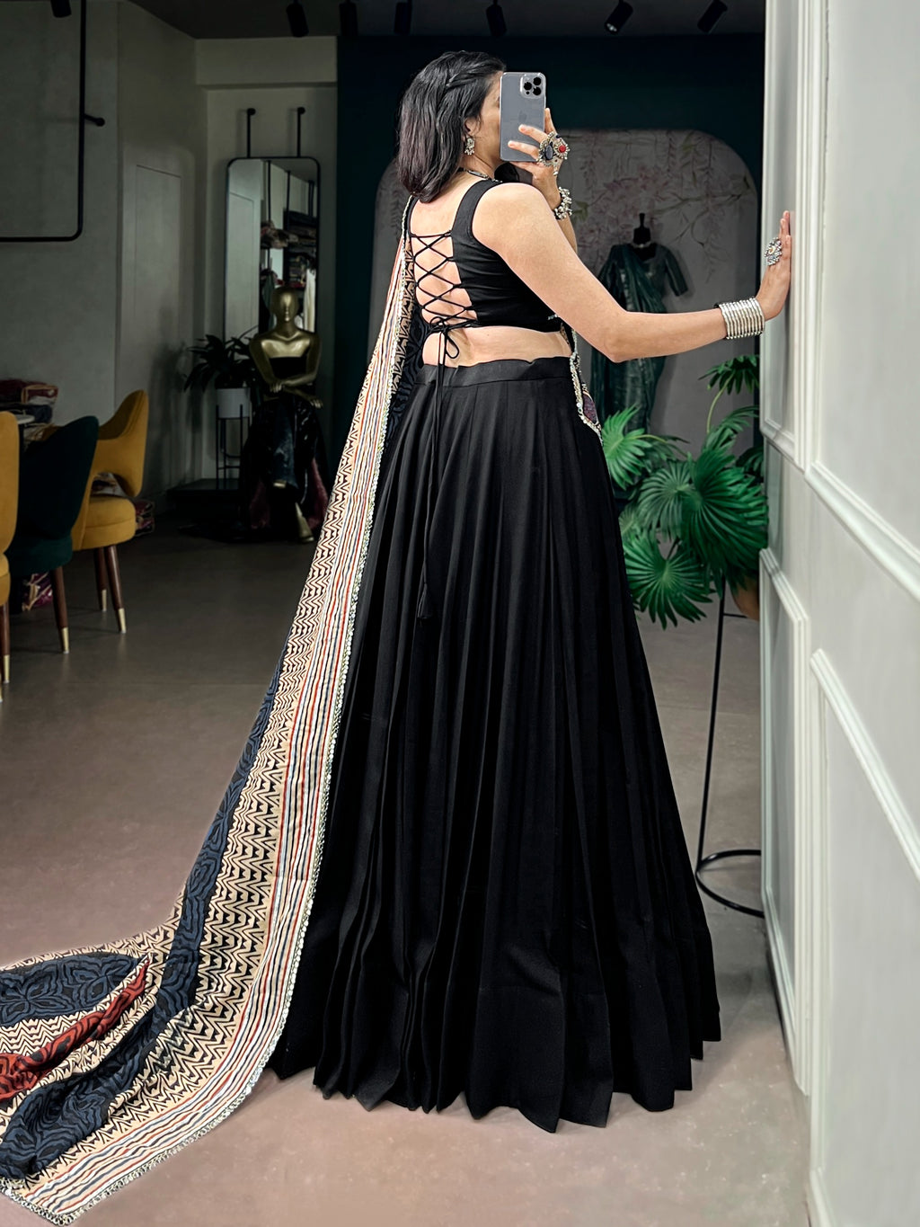 Traditional Reyon Mirror Lehenga Set | Tulip Designer