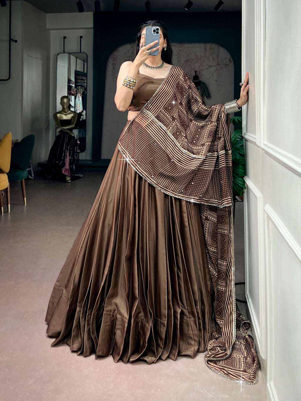 Navratri Moonga Silk Printed Lehenga Set | Tulip Designer