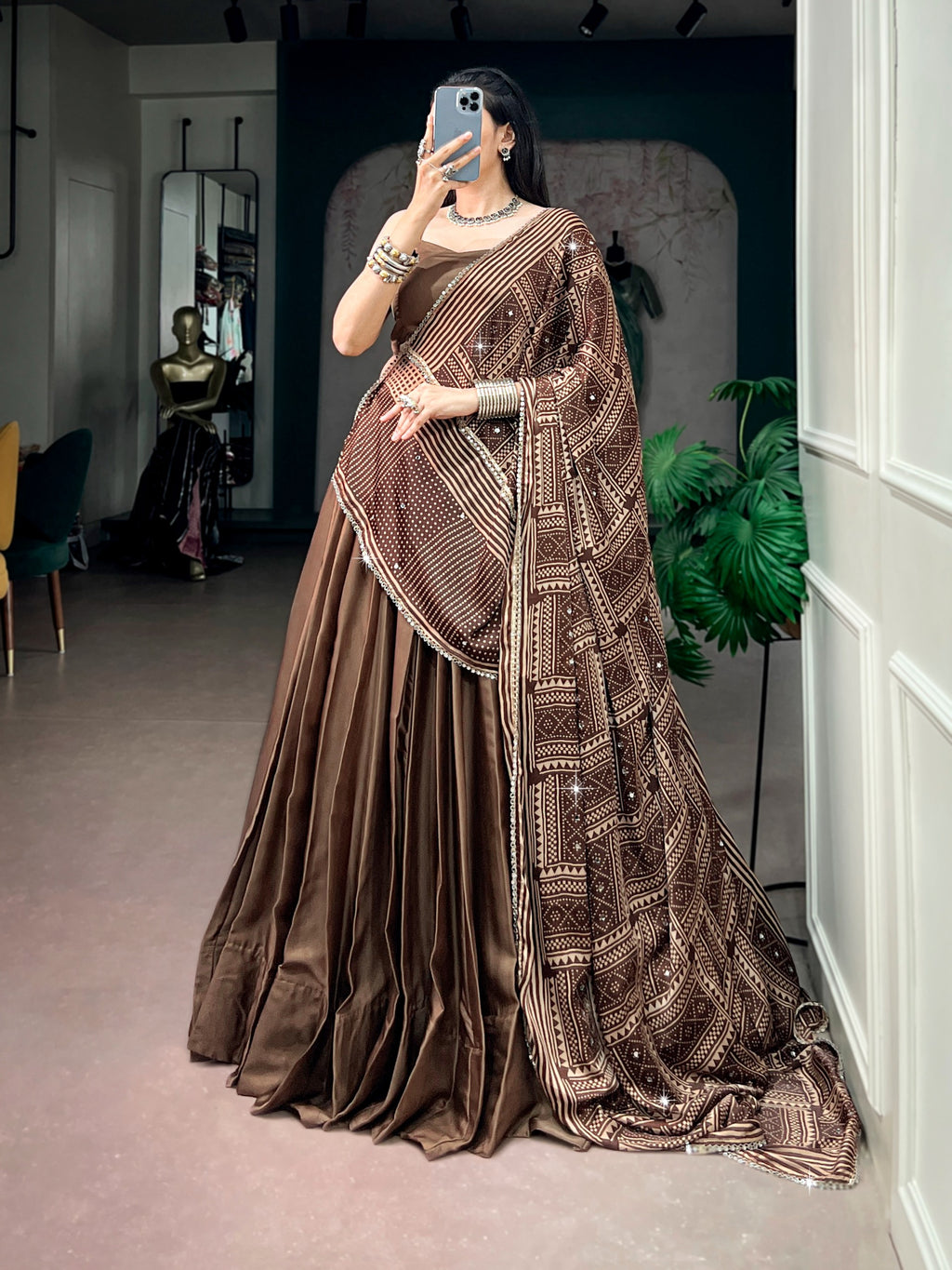 Navratri Moonga Silk Printed Lehenga Set | Tulip Designer