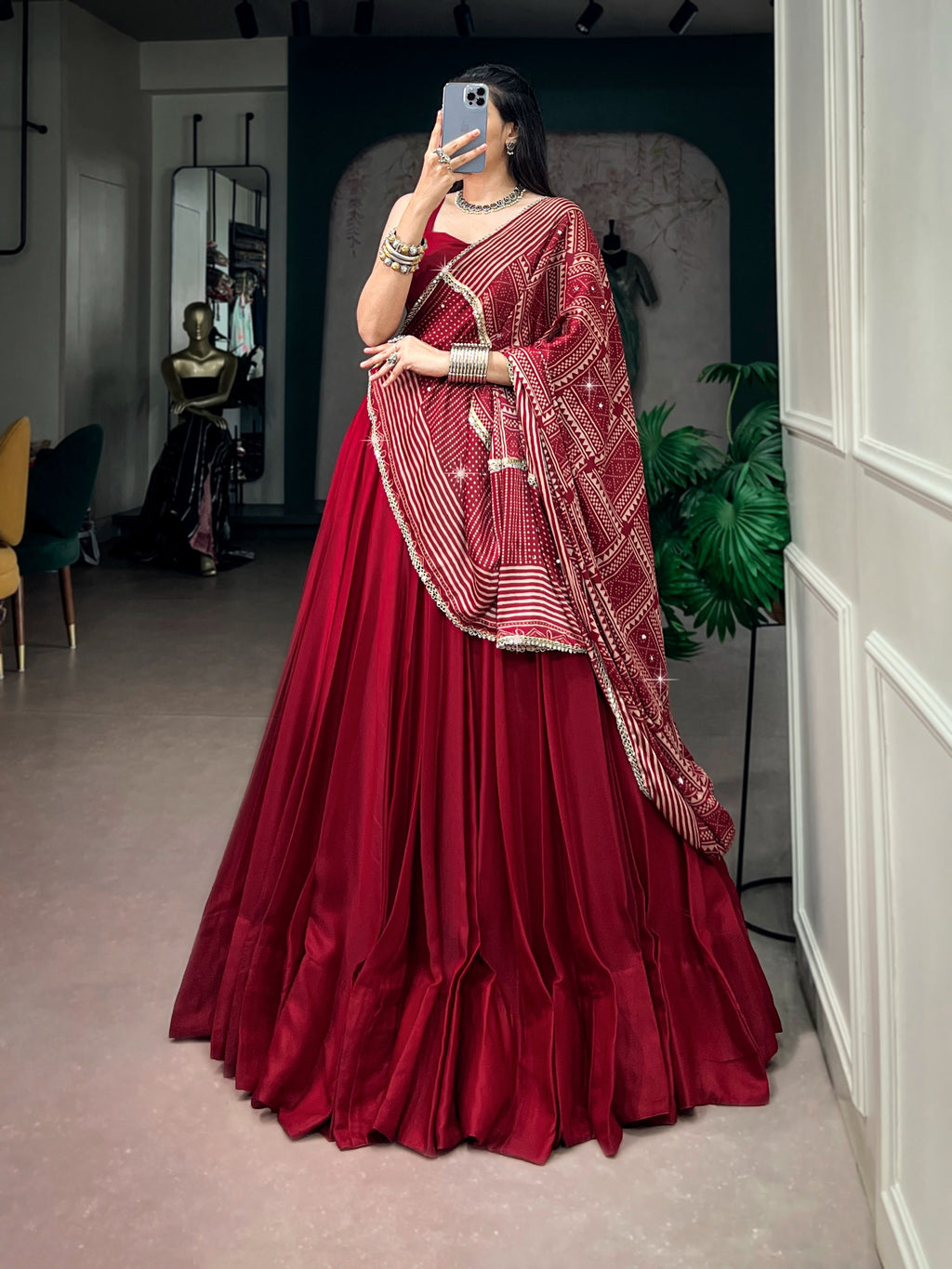 Navratri Moonga Silk Printed Lehenga Set | Tulip Designer