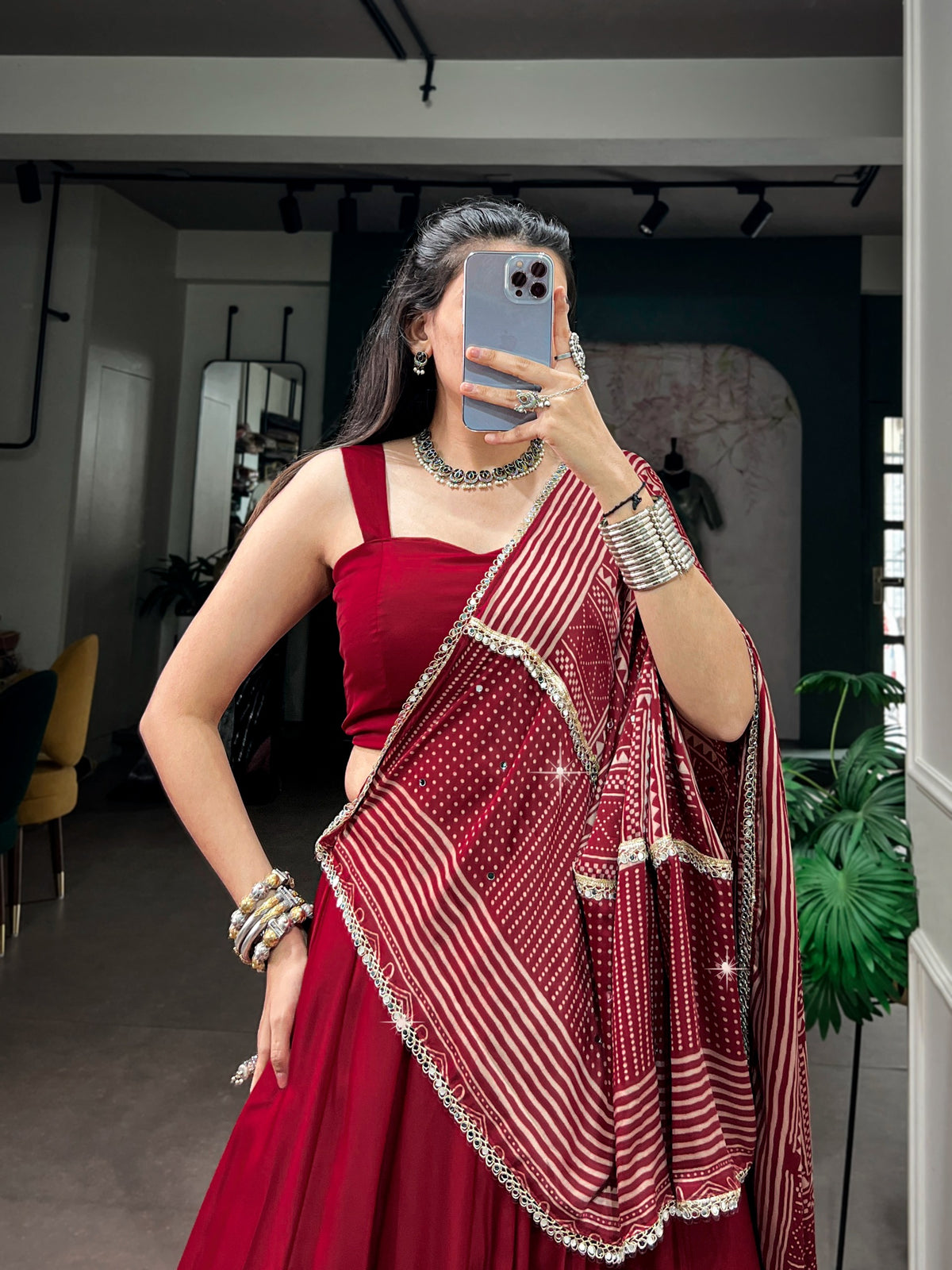 Navratri Moonga Silk Printed Lehenga Set | Tulip Designer