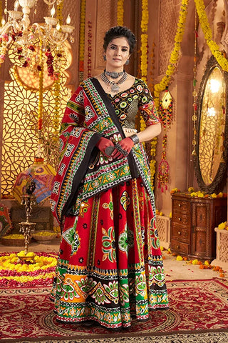 Stylish Maroon Cotton Chaniya Choli for Garba Night