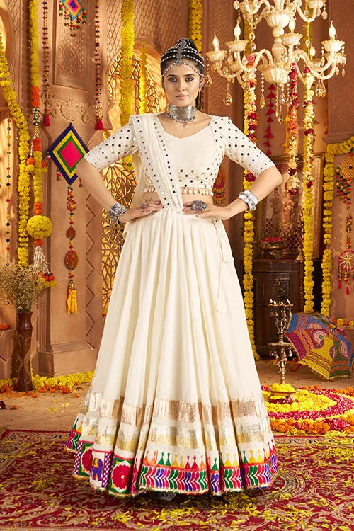 Buy Traditional White Chaniya Choli with Dupatta for Navratri