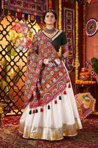 Navratri Look White Chaniya Choli Set for Women