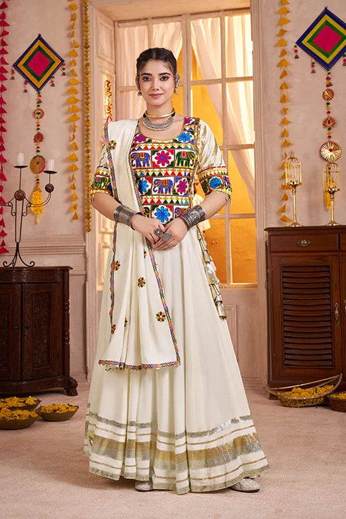 Premium White Cotton Chaniya Choli for Navratri