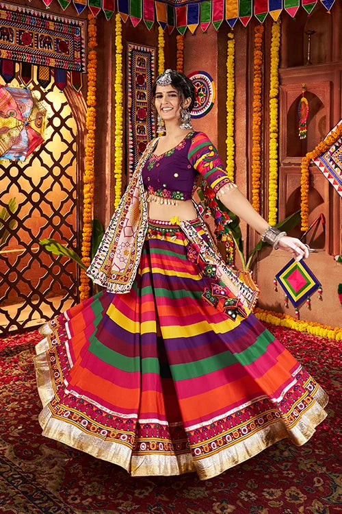 Colorful Mirror Work Chaniya Choli Set for Navratri Special