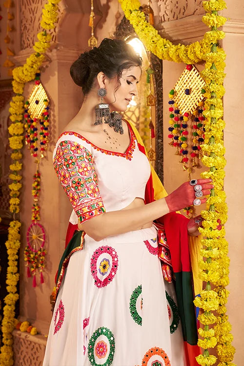 White Ready to Wear Chaniya Choli for Navratri