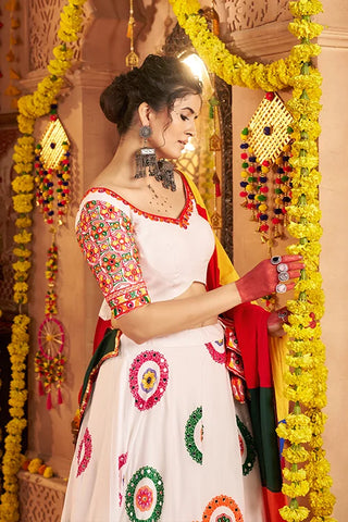 White Ready to Wear Chaniya Choli for Navratri