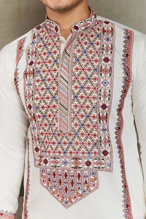 Wedding Special White Embroidered Kurta for Men