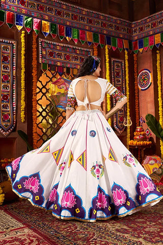 White Mirror Work Chaniya Choli Set for Navratri