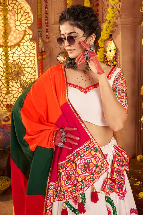 White Ready to Wear Chaniya Choli for Navratri