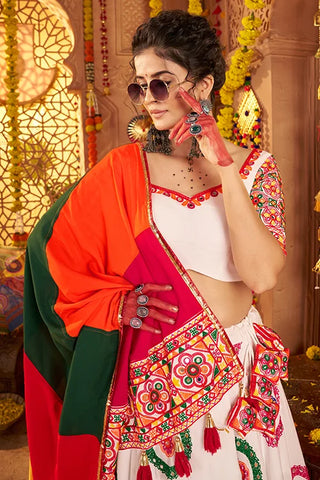 White Ready to Wear Chaniya Choli for Navratri