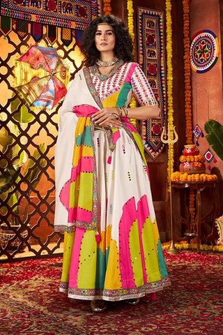 Trending White Mirror Work Choli for Navratri