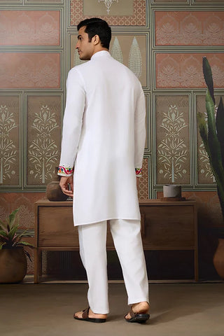 White Traditional Designer Festival Wear Kurta for Men