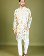 White Viscose Rayon Designer Kurta for Men