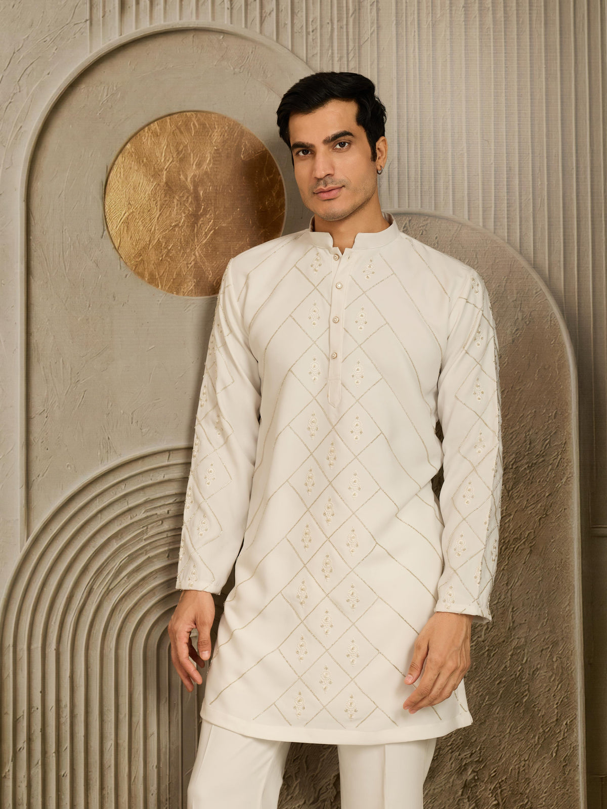 Luxe White Armani Multicolour Kurta Set| Tulip Designer
