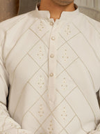 Luxe White Armani Multicolour Kurta Set| Tulip Designer

