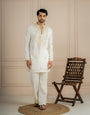 Off White Japanese Lachka Embroidery Kurta Set | Tulip Designer