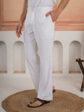 White Bell Bottom Pajama For Men
