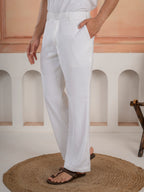 White Bell Bottom Pajama For Men