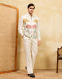 Premium White Bomber Jacket Featuring Multi Thread Sequin Work with Pant