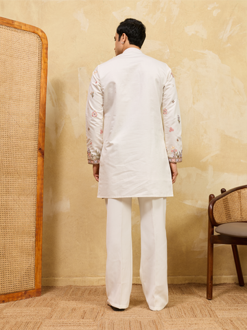 Premium White Designer Kurta Set with Detailed Embroidery